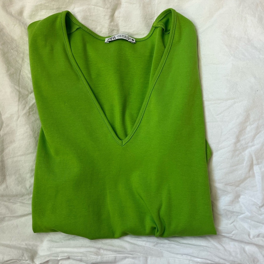 Zara V neck Green Body suit